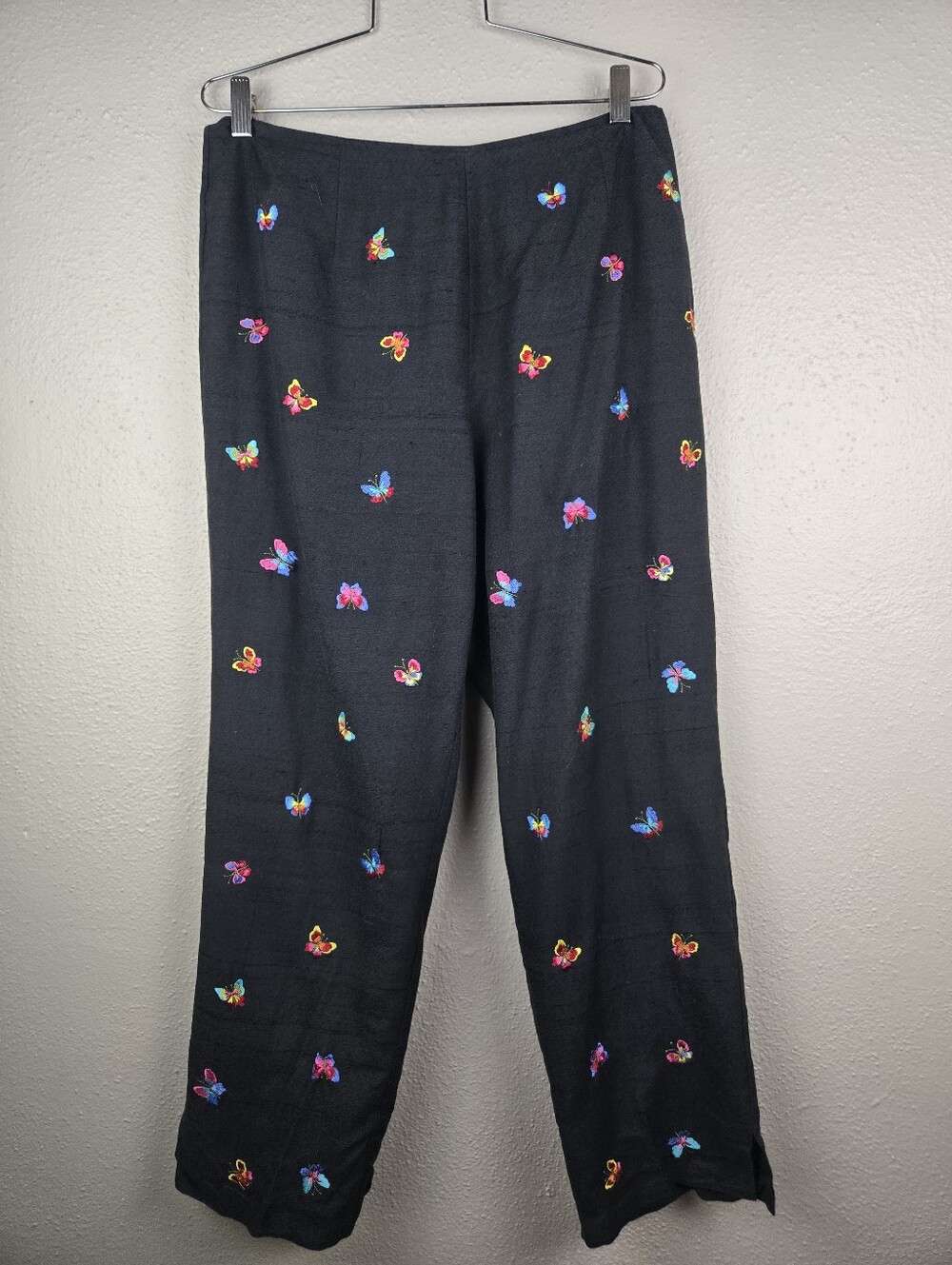 Peter Martin Raw Silk Lined Pants Butterfly Embroidery
